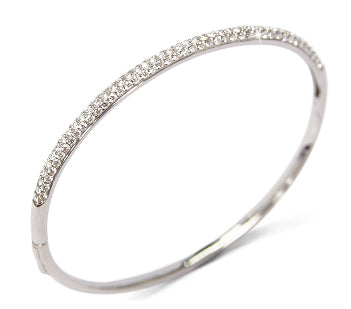 Pave Diamond 14K White Gold Bangle - Blair Weiner Designs