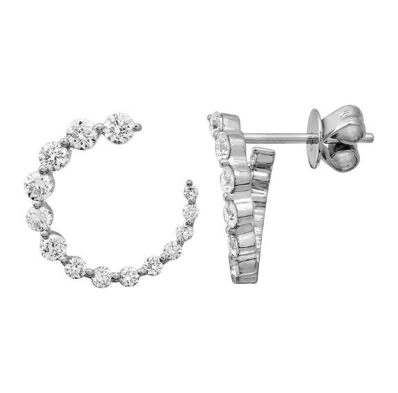 Graduated Hoop 14K Gold Diamond Earrings - Blair Weiner Designs