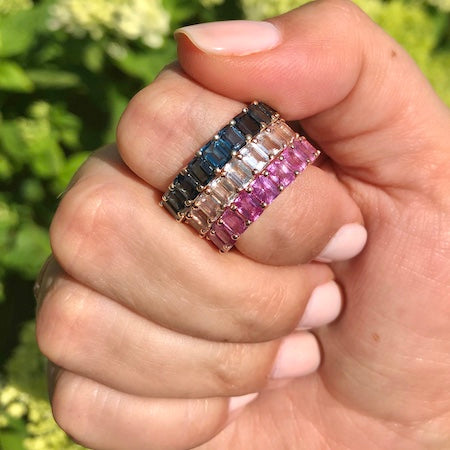 Petite Baguette Pink Sapphire Eternity Band - Blair Weiner Designs