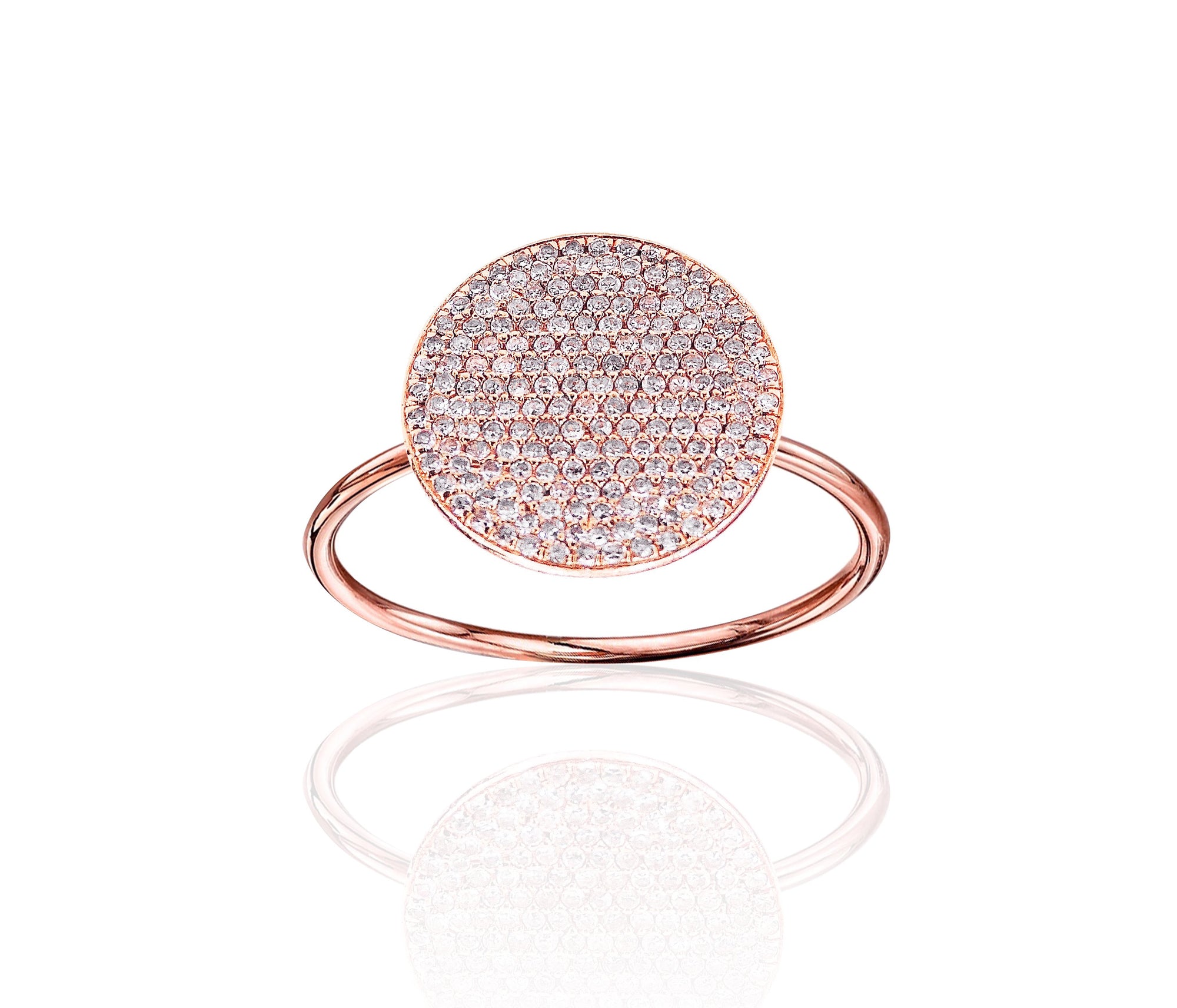 Pave Diamond Disc 14K Rose Gold Ring - Blair Weiner Designs