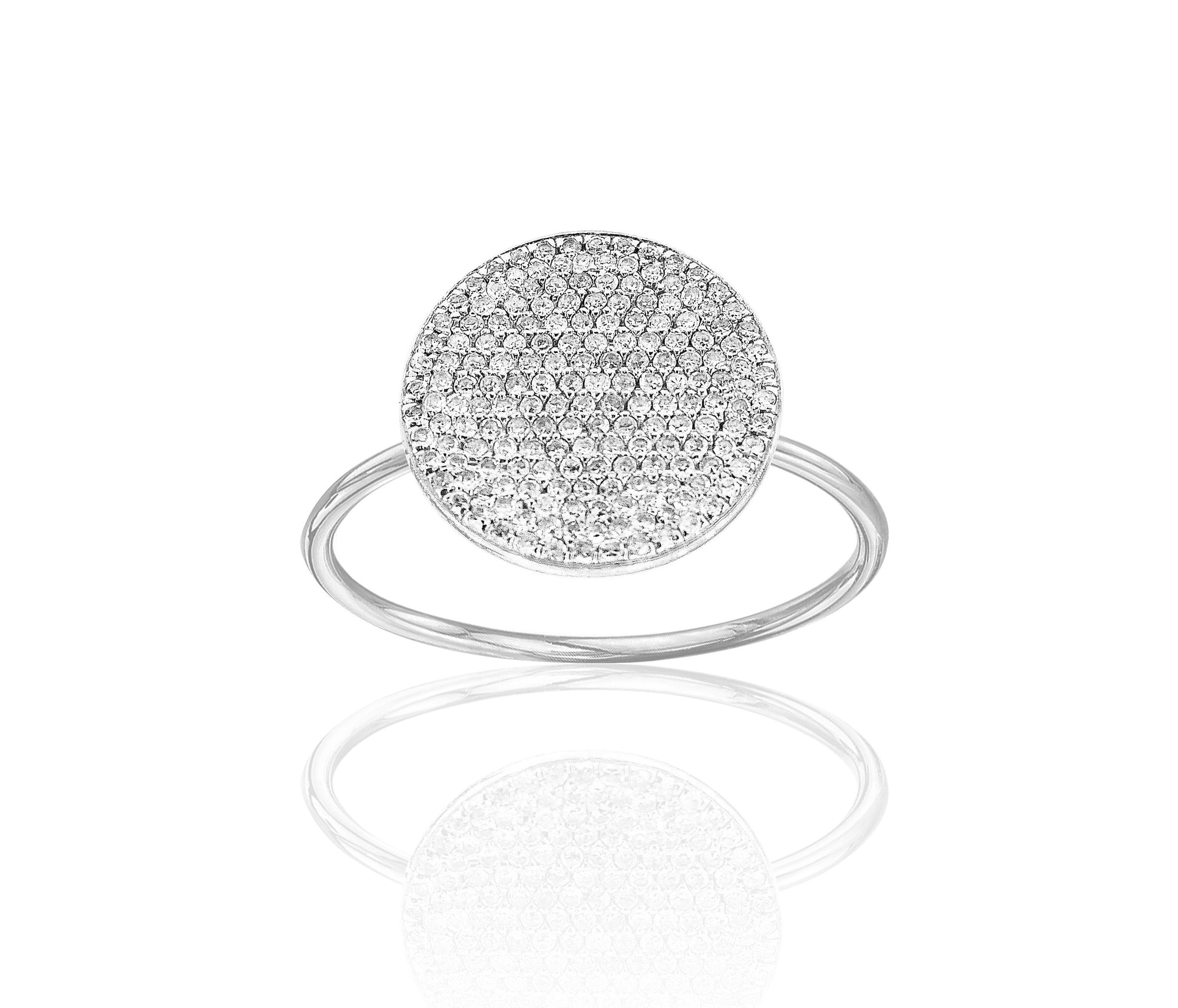 Pave Diamond Disc 14K White Gold Ring - Blair Weiner Designs