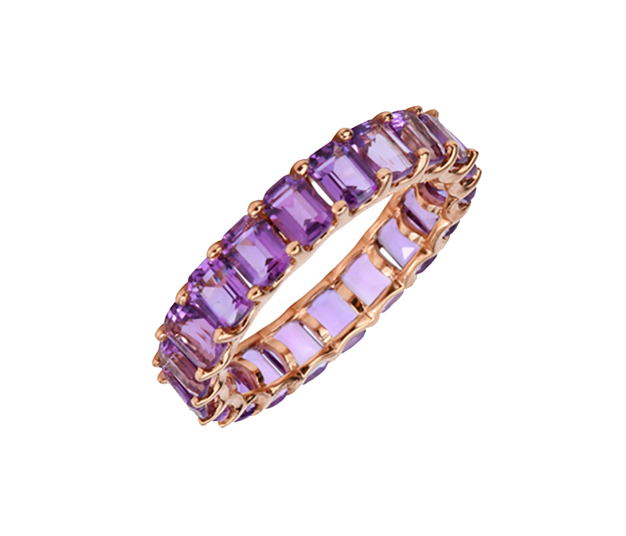 Valerie Floating Amethyst and Diamond Womens Eternity Ring Stackable 1 1/2  ctw* 18K White Gold | TriJewels