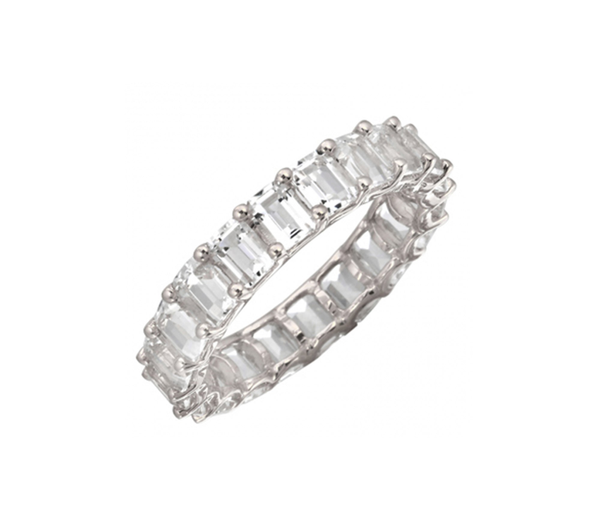 Petite Baguette White Topaz Eternity Band - Blair Weiner Designs