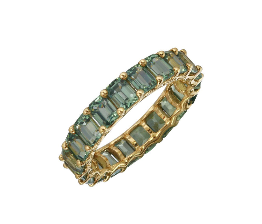 Petite Baguette Green Sapphire Eternity Band - Blair Weiner Designs