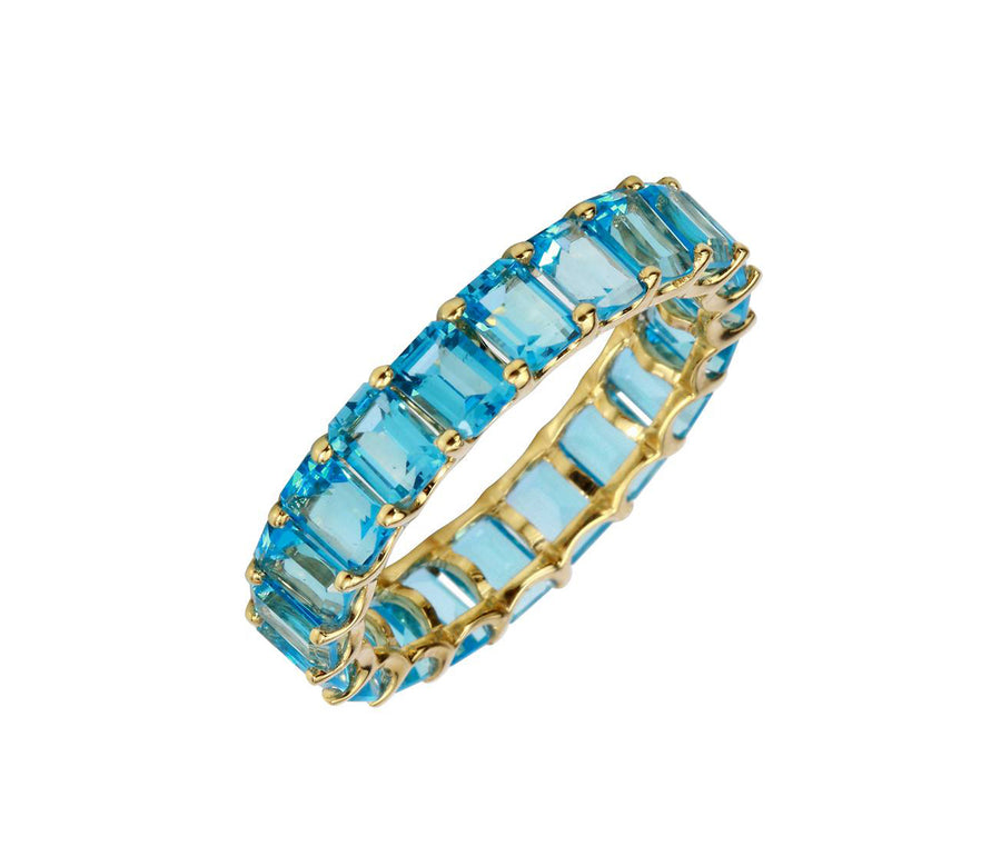 Petite Baguette Swiss Blue Topaz Eternity Band - Blair Weiner Designs